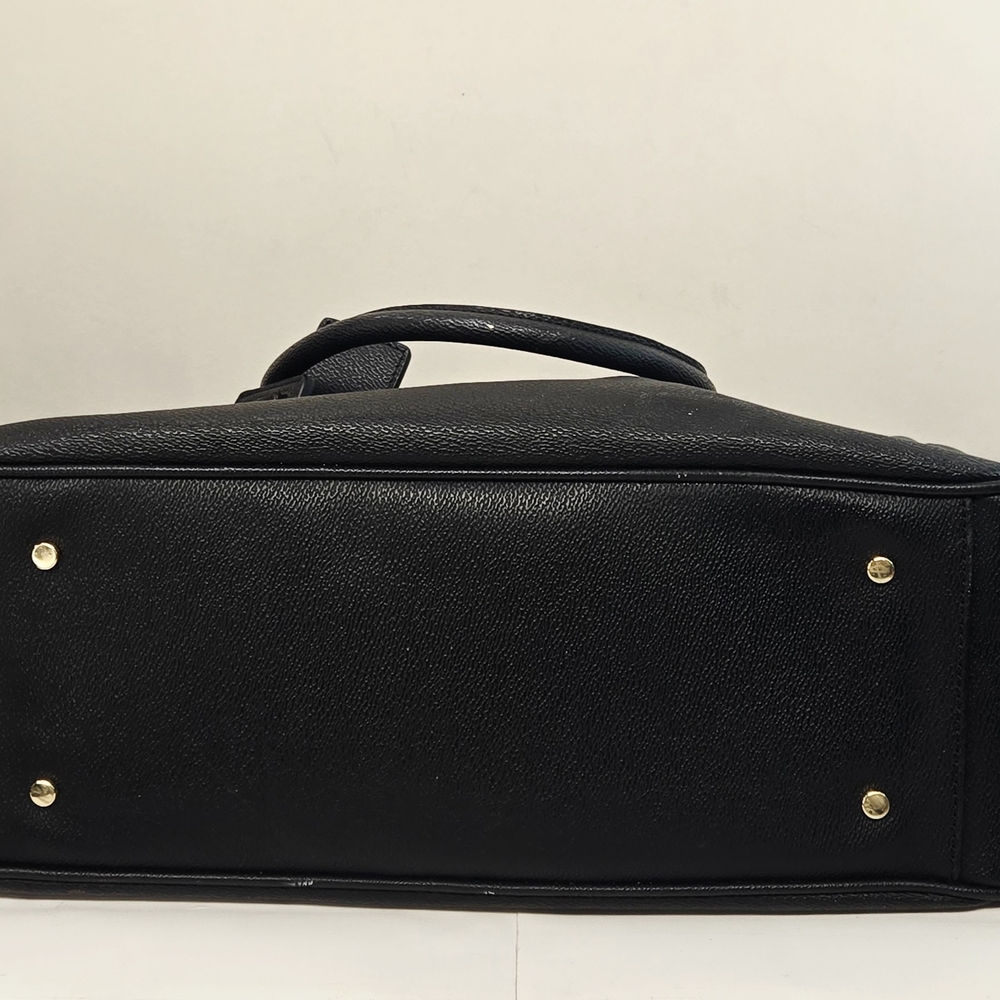 Black Leather Tory Burch Tote Bag with Gold Accents - Picture 11 of 13